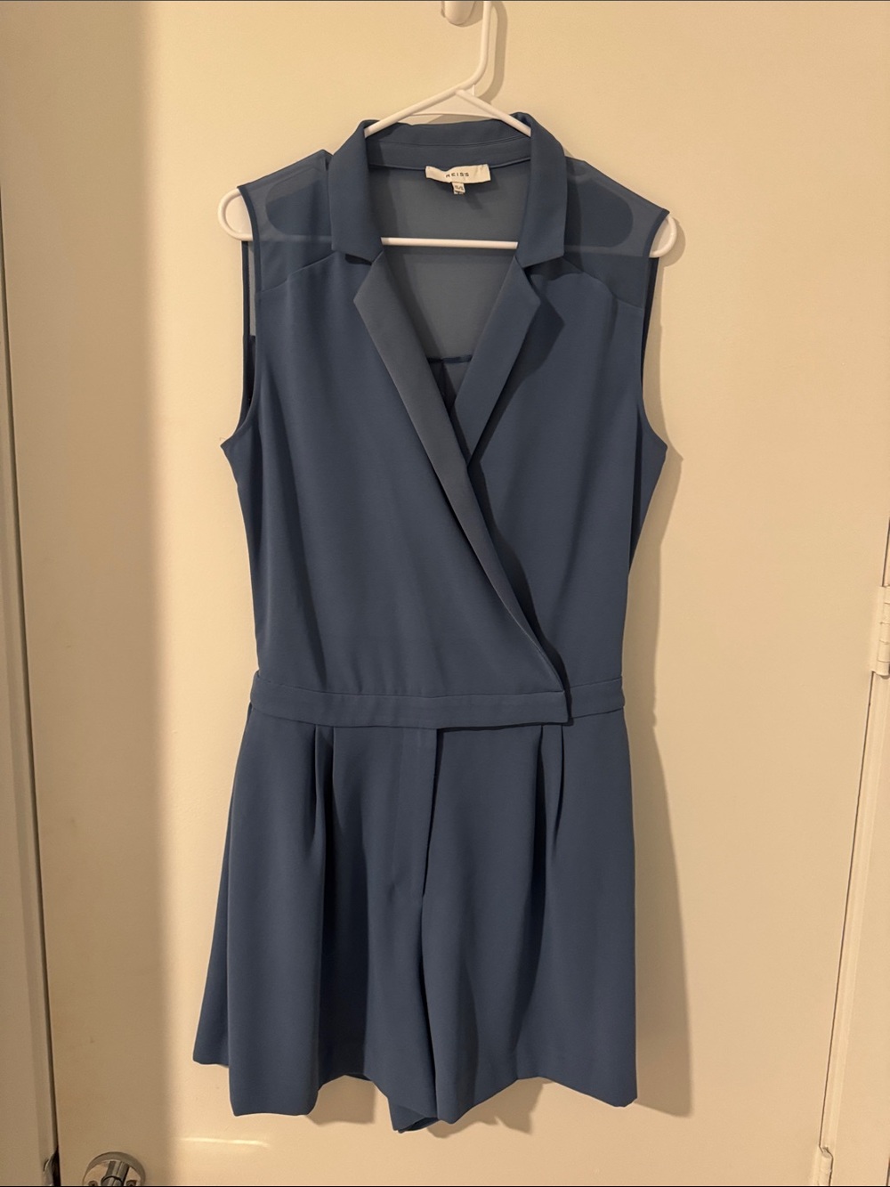 Reiss Sleeveless Blue V-Neck Romper